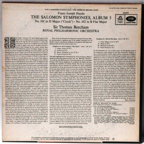 Haydn Salomon Symphonies Beecham Angel Blue Mono Super Archival Cleaned NM - Picture 2 of 7