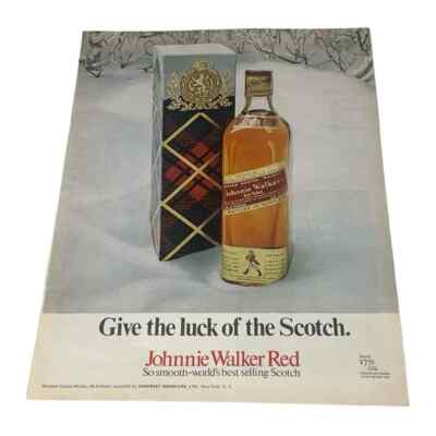 1970 Johnnie Walker Red Give the Luck of the Scotch Original Vintage Print Ad