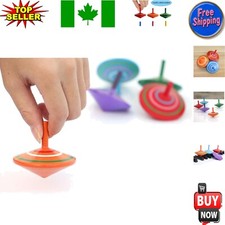 Educational 3-Piece Set of Handmade Wooden Spinning Tops for Children