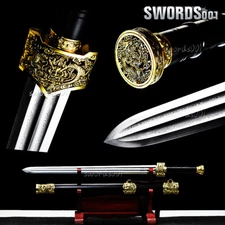 37''Handmade Chinese Han Dynasty Sword Folded Steel Ebony Sharp Functional Jian剑
