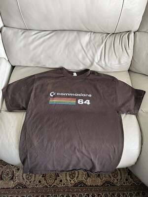 COMMODORE 64 Computer*Classic Brown Logo*T-Shirt Size Large