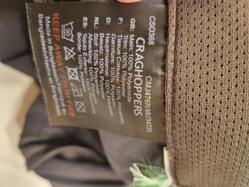Craghoppers Men's Outdoor Cargo Pants 32 x 29 Insect Shield Hiking Travel Black - Picture 12 of 17