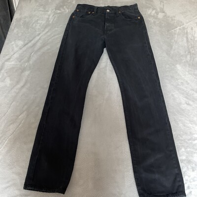 Levi s 501 Herren Premium Big E Straight Leg Denim Jeans Schwarz Größe W30 L33