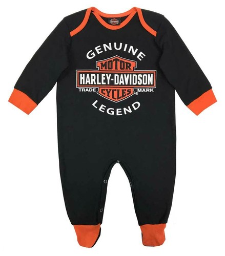 Harley-Davidson Baby Boys' Interlock B&S Footed Coveralls, Black 3050911 - 第 1/1 張圖片
