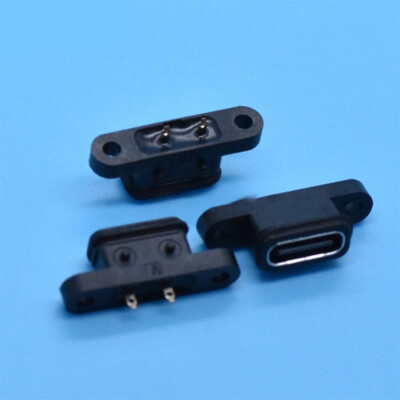 2pcs TYPE C 2Pin Waterproof Female USB C Socket Port With Screw HoleBADE _r1