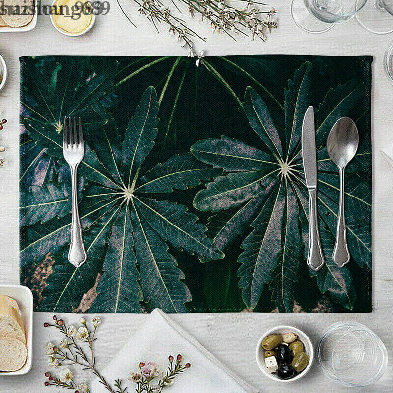 Green Leaf Placemats Heat Resistant Place Mats NonSlip Dining Table Mat Gift 2 eBay