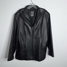 Robert Comstock Leather Jacket Men XL RC Expedition zip up Black Coat Genuine C4