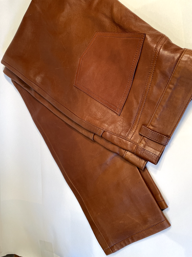 Súper Suave Medio Marrón DAKS London Mujer Lujo Cuero Real Pantalón - Imagen 5 de 12