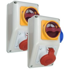 Wandsteckdose Schalter L/0/R CEE 16A 5P 400V  230V Steckdose  IP44