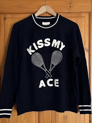 Joules Women’s Break Point Kiss My Ace Jumper Size 18 Colour Navy UK