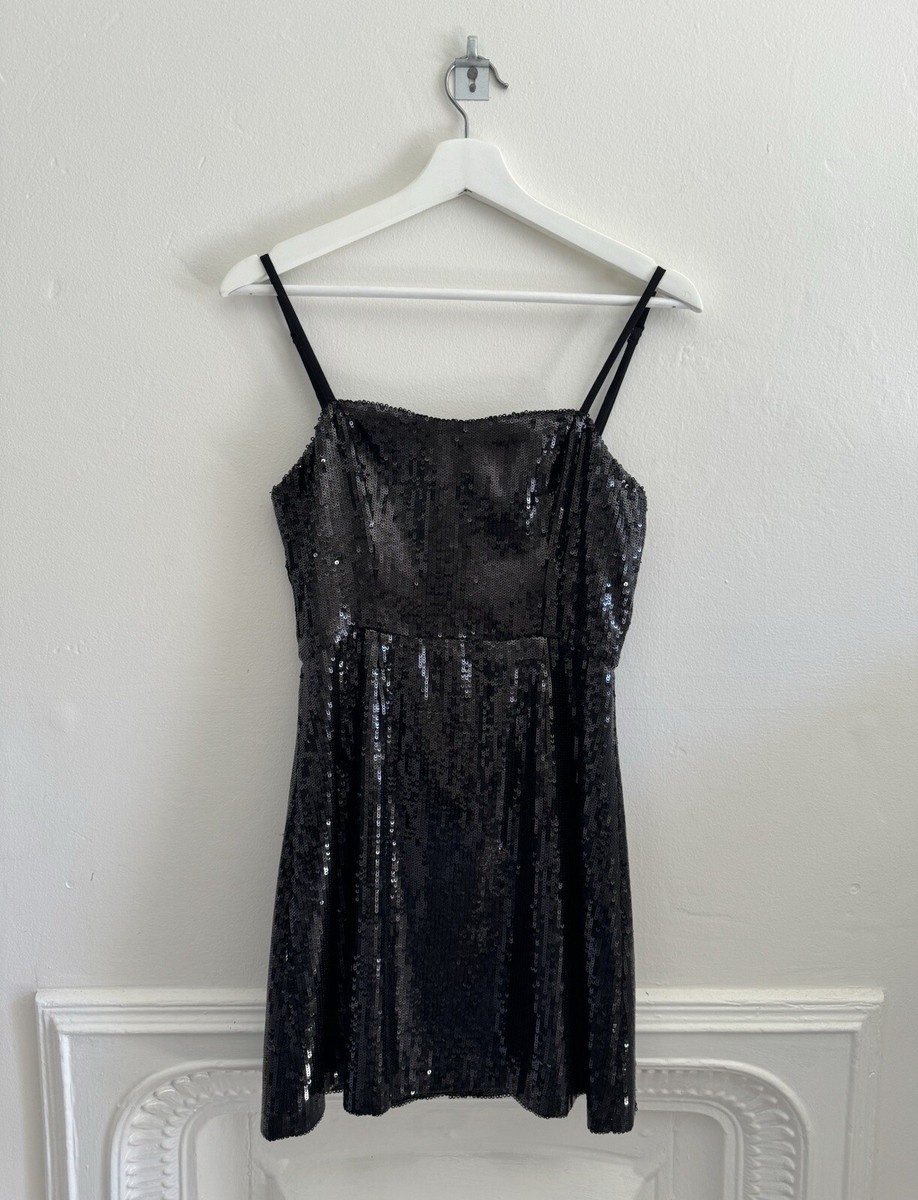 women sequin wrap dress French Connection Sequin Mini Bodycon Dress, 4 / Black