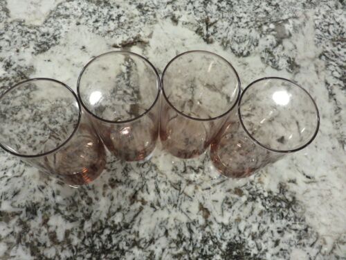 Vintage Libbey Glas Metropolitan 5,75" Pflaume Rosa 16 Unzen Becher Set/4 ANSEHEN LESEN - Bild 3 von 6