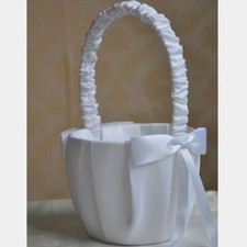 Plain satin knotted flower girl basket wedding floral wedding accessories