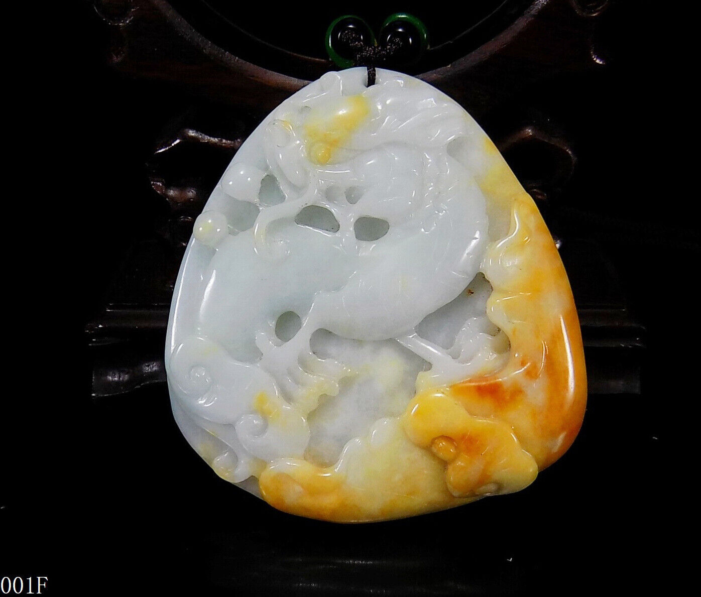 Certified Natural Hand-carved A Jadeite Pendant Jade Necklace Qylin dragon110510