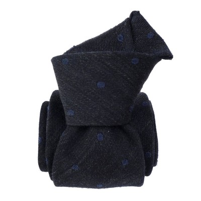 Cravate En Laine Et Soie 'Mogador' - Motif Pois Vert - Fabriquée En Italie - Neuf Avec étiquettes