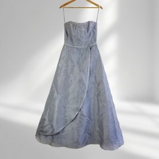 Avalon Bridal Grey Skater Dress Formal Long Embellished Sequin Size 10 - New