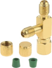 1/4" Quick Coupler Access Tee Valve Core Adapter with Swivel Connector HVAC Tool