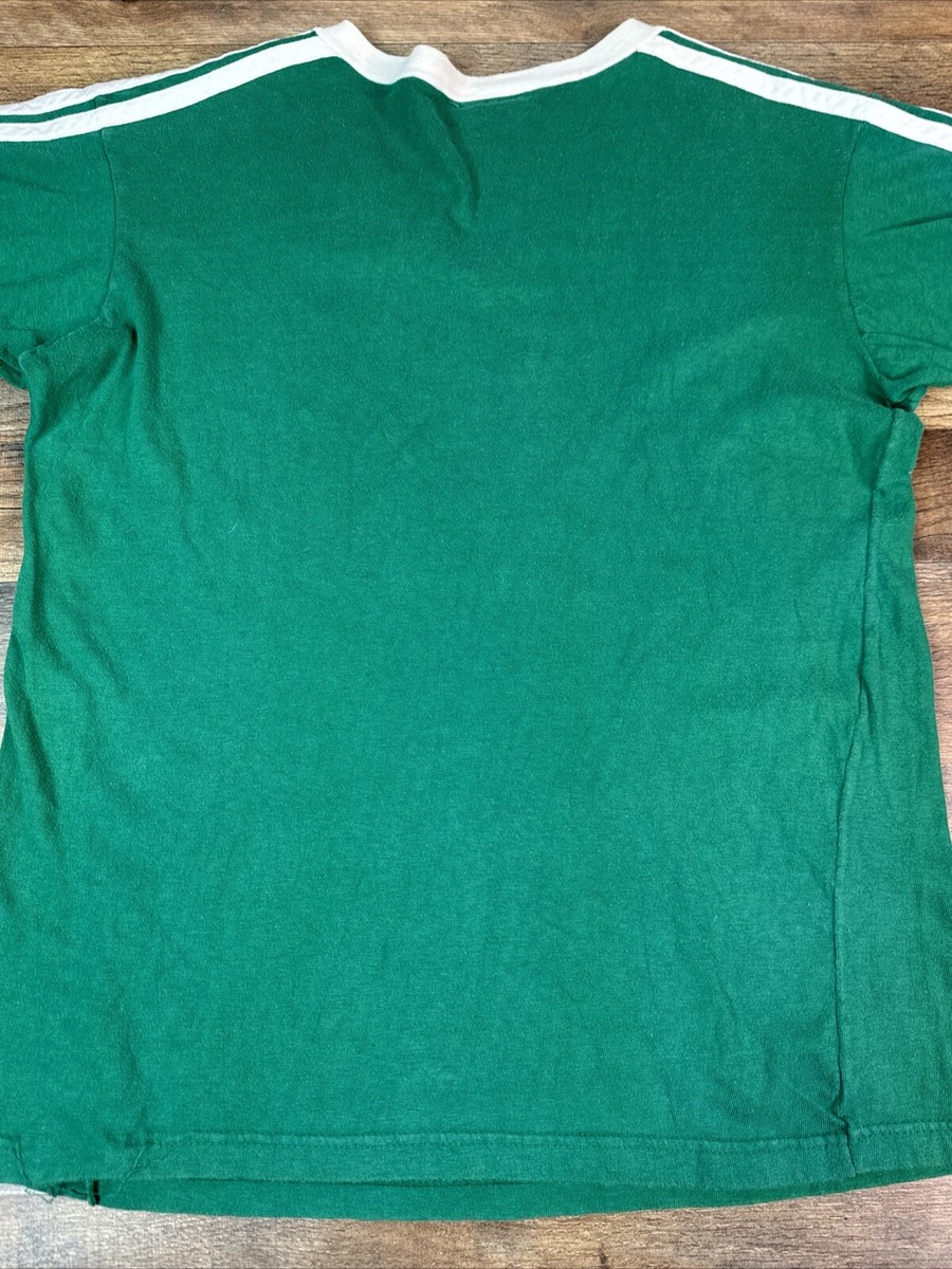 Vintage Adidas Striped V Neck T-Shirt Size Adult XL Green