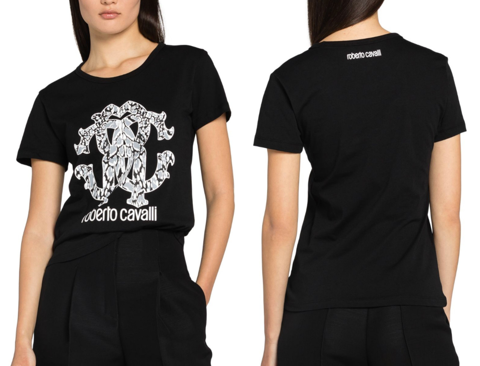 Roberto Cavalli Rc Lynx-Print Monogram Cotton T-Shirt Top Lounge Iconic Shirt L image 6