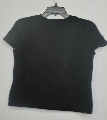 Apostrophe Cashmere Girls Black Button-Up Cap Sleeve Pullover Sweater L14-16 - Picture 2 of 9
