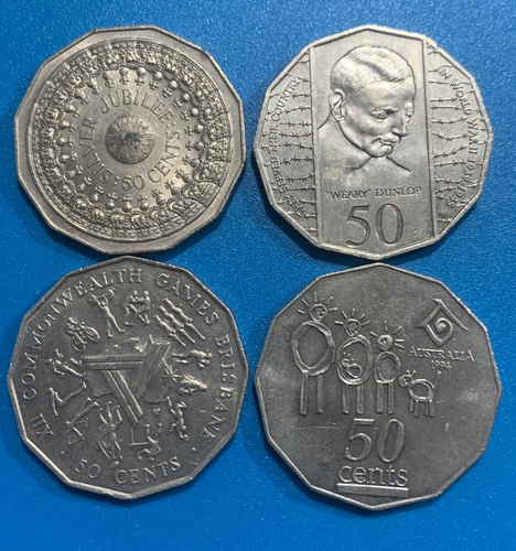 1977/82/94/95 Australia Commemorative 50 Cents 4 Coin Lot