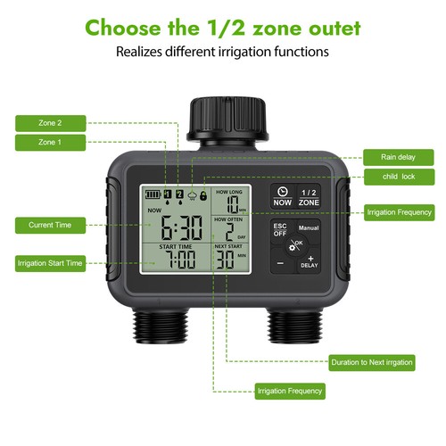 Garden Water Tap Hose Automatic Timer Sprinkler System Irrigation Control 2 outl - Picture 4 of 13