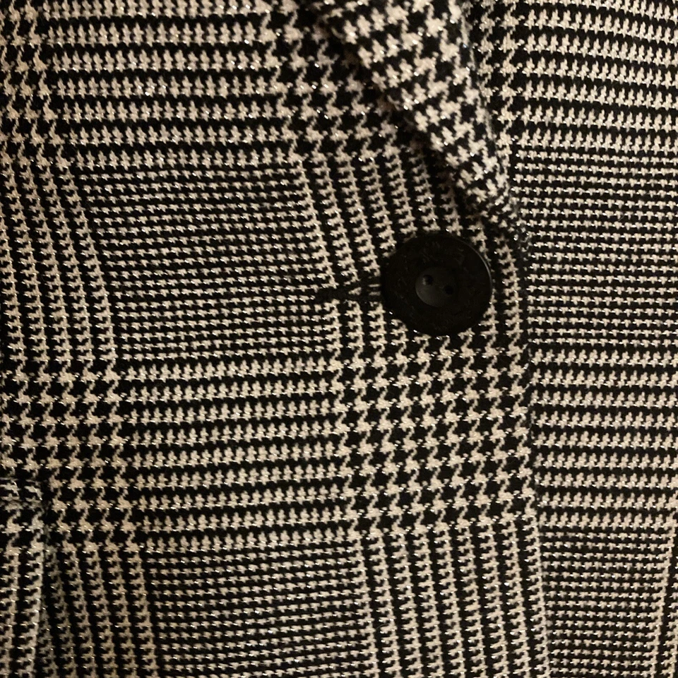 Blazer Bloomingdale's para mujer talla 6 negro lana a cuadros bolsillos profesionales chaquetas forradas Foto 4 de 4