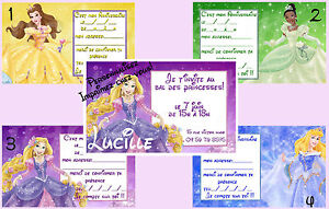 Details About Carte Invitation Anniversaire Princesse Disney Raiponce Belle Personnalise