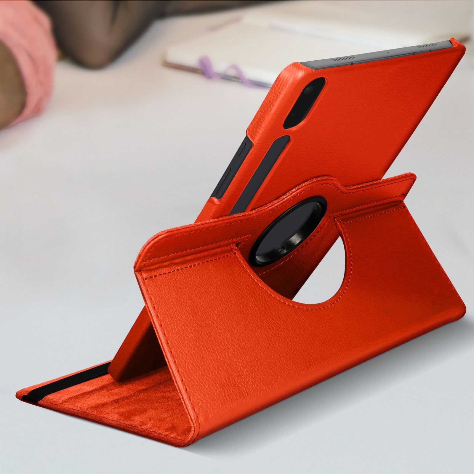 Coque rouge à pliage 360 pour Galaxy Tab S7 FE avec support