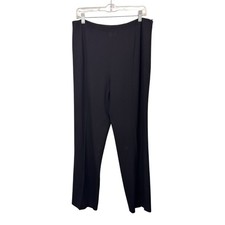 Escada Size 42 12 Black Wool Crepe Slacks High Rise Straight Leg Trouser Pant