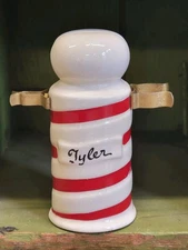 1950s Razor/Brush Holder Blade Bank TYLER vintage Porcelain Barber Pole Shaving