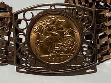 RARE SOVEREIGN COIN 1909 GOLD GATE BRACELET