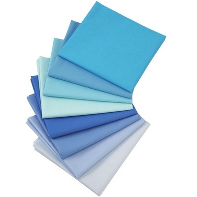 Mililanyo 8Pcs 18x22 inch 100% Cotton Fabric Solids Blue Color Fat