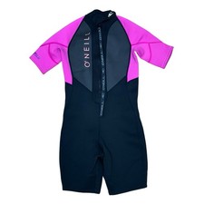O'Neill Reactor 2mm Youth Wetsuit Short Sleeve Shorty Black  Pink Size 12
