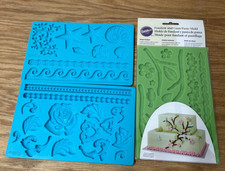 Lote de 3 moldes de pasta de goma Wilton fondant hoja floral pájaro océano concha de mar estrellas de mar