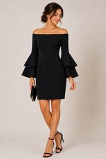 Calvin Klein Black Off Shoulder Bell Sleeve Sheath Dress Size 10