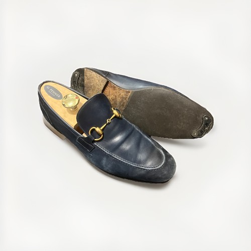 Gucci Jordaan Men's Blue Leather Bit Loafers UK 7 US 8