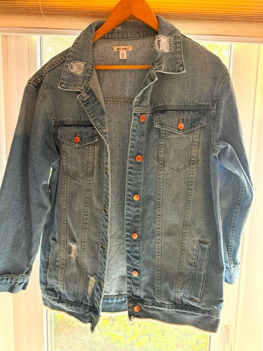 mi ami Blue Denim Jacket Womens M Regular Fit Long Sleeve Button Front Pockets