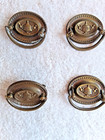 4 Antique Hepplewhite Brass Furniture Dresser Drawer Oval Drop Bail Pull Handles — photo 5
