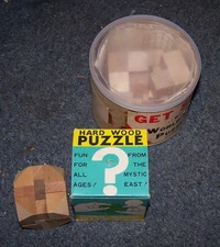 Lot of 3 Vintage Hardwood Puzzle Cubes from an estate. One is new in box. Great