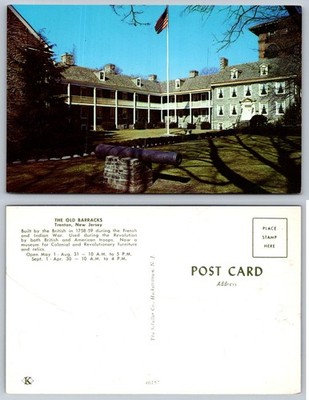 The Old Barracks Trenton NJ Historic Landmark Flag Cannon Postcard