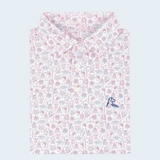 NEW, RHOBACK American Icon White Performance Polo USA Print Stretch UPF50 