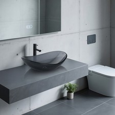 Aquaterior Bathroom Vessel Sink  Faucet Kit 8" Vanity Mixer Tap Tempered Glass
