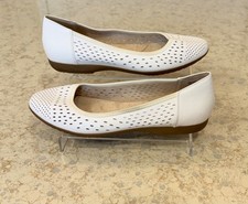 Women's Size 10M Cliff's White Ballet Flats, Lazer Cut, Strong Arch Support