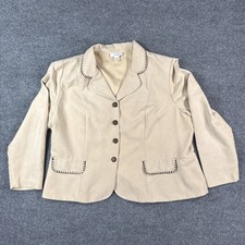 Dress Barn Faux Suede Ivory, Beige Women’s Four Button Stylish Blazer