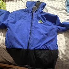 adidas Mens Nylon Windbreaker Jacket Hooded F...