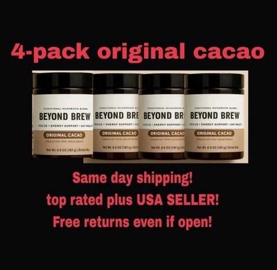 4-PACK Original Cacao Beyond Brew Mushroom Coffee 7-in-1 Energy/focus/Gut&Mental