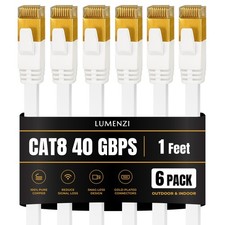 Cat8 Flat Ethernet Cable 1ft,5ft,10ft,25ft,40ft,50ft,100ft S/FTP Shielded LAN