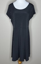 Michael Kors womens short sleeve stretch mini dress black w/white polka dots XL.