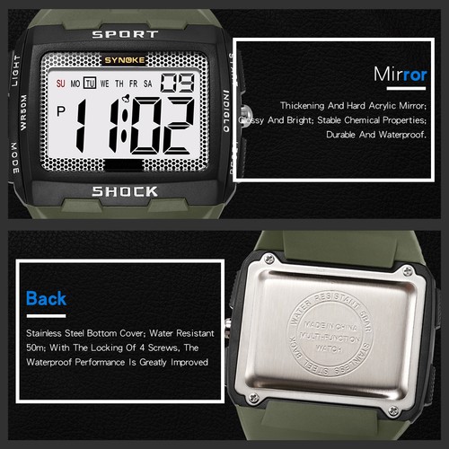 Reloj Pulsera Impermeable Hombre Deportes Ejército Digital Pantalla LED Grande Reloj Militar - Imagen 19 de 29